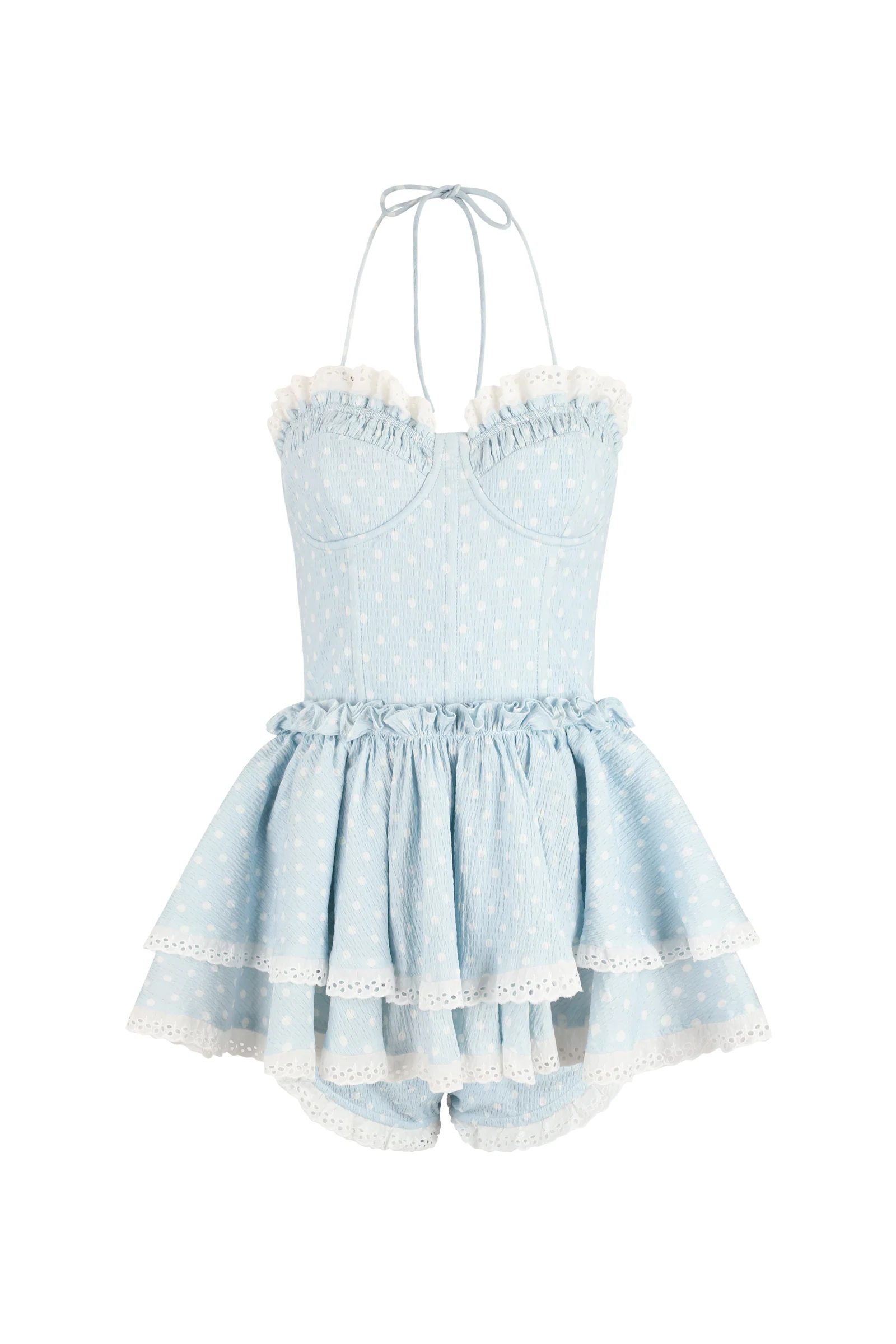 The Baby Blue Polka Dot Clubhouse Swim Dress Set - Image 5
